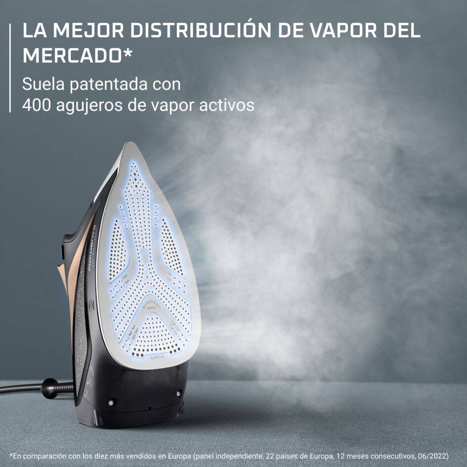 Eco Intelligence, Plancha de vapor, Modo Eco, Gran difusión del vapor, Negro y marrón