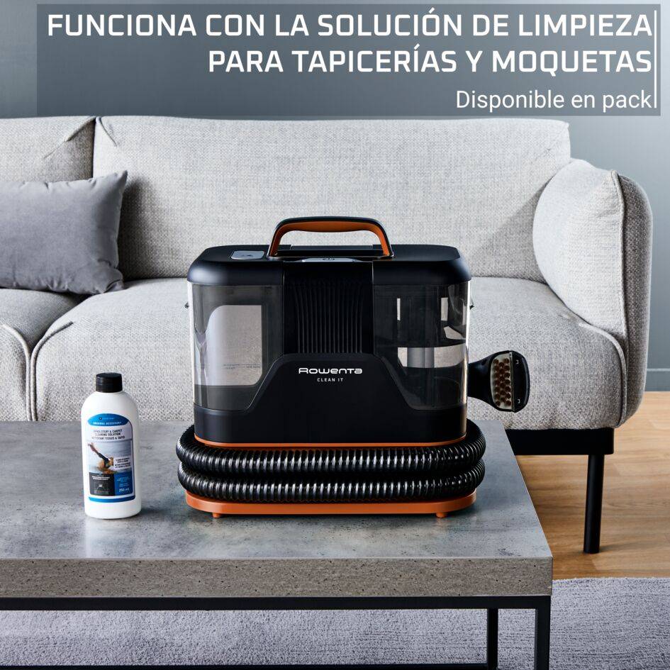 Clean It de Rowenta, Aspirador de tapicerías, Limpieza rápida de derrames y manchas, hasta 12,5&nbsp;kPa, 400&nbsp;W, Incluye sistema de autolimpieza, Naranja