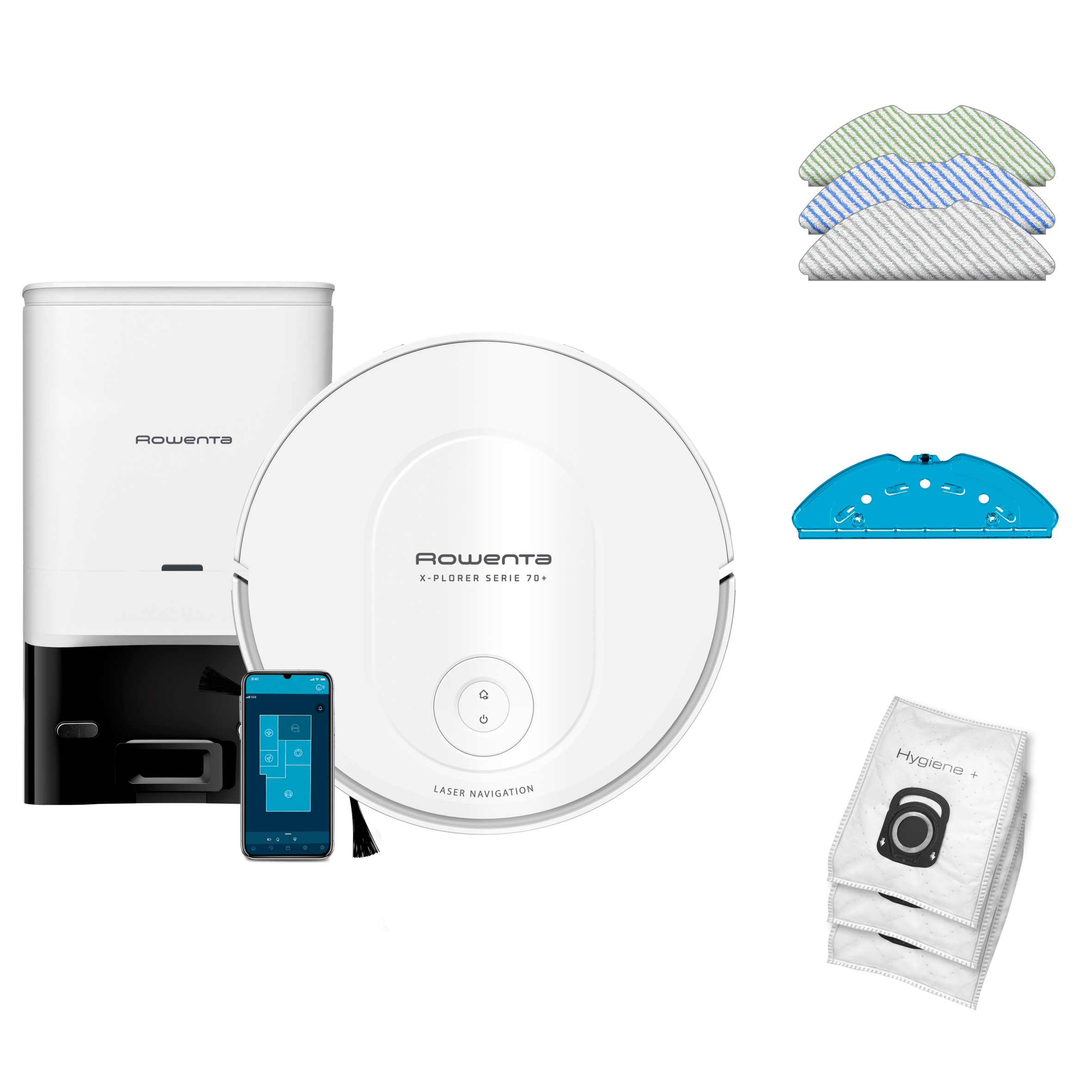X-Plorer Serie 70+ de Rowenta, Robot aspirador, Modelo Animal & Allergy, Tecnología Láser, Limpieza Metódica, Diseño muy Compacto