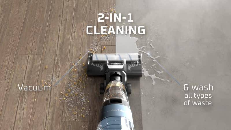 X-Clean 2 de Rowenta, Fregona eléctrica, tecnología wet & dry 2 en 1, modos ECO/MAX, ligera, limpieza de bordes, autolimpieza