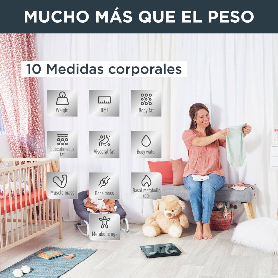 Goodvibes LIFE +, Báscula digital, Aplicación conectada, Negra  