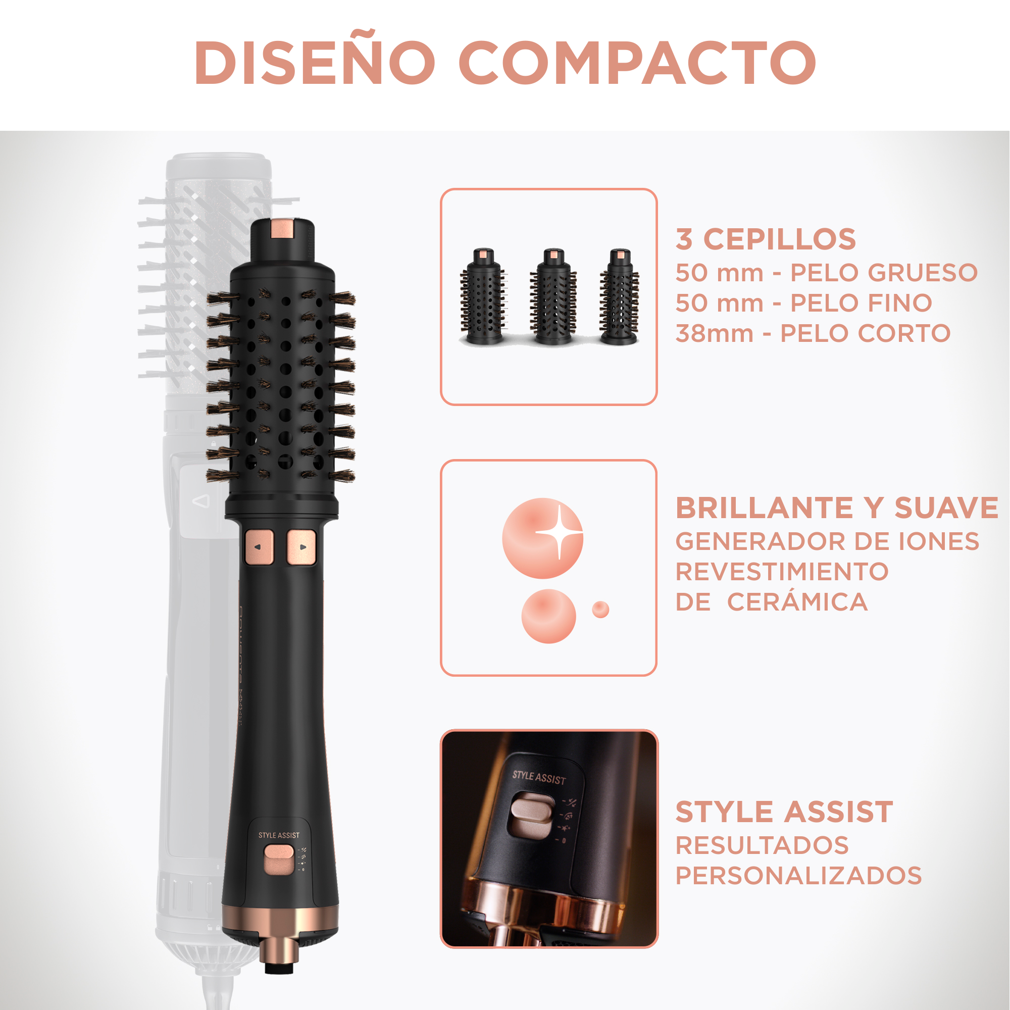Virtuose Brush Ultimate Experience, Cepillo de aire, 3 cabezales, Rendimiento 2 en 1
