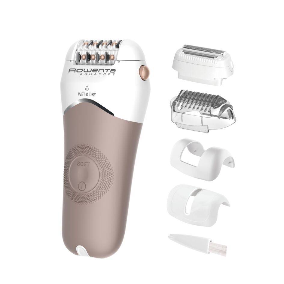 Aquasoft Wet&Dry, Depiladora, 100 % a prueba de agua, Antiirritación, 6 accesorios