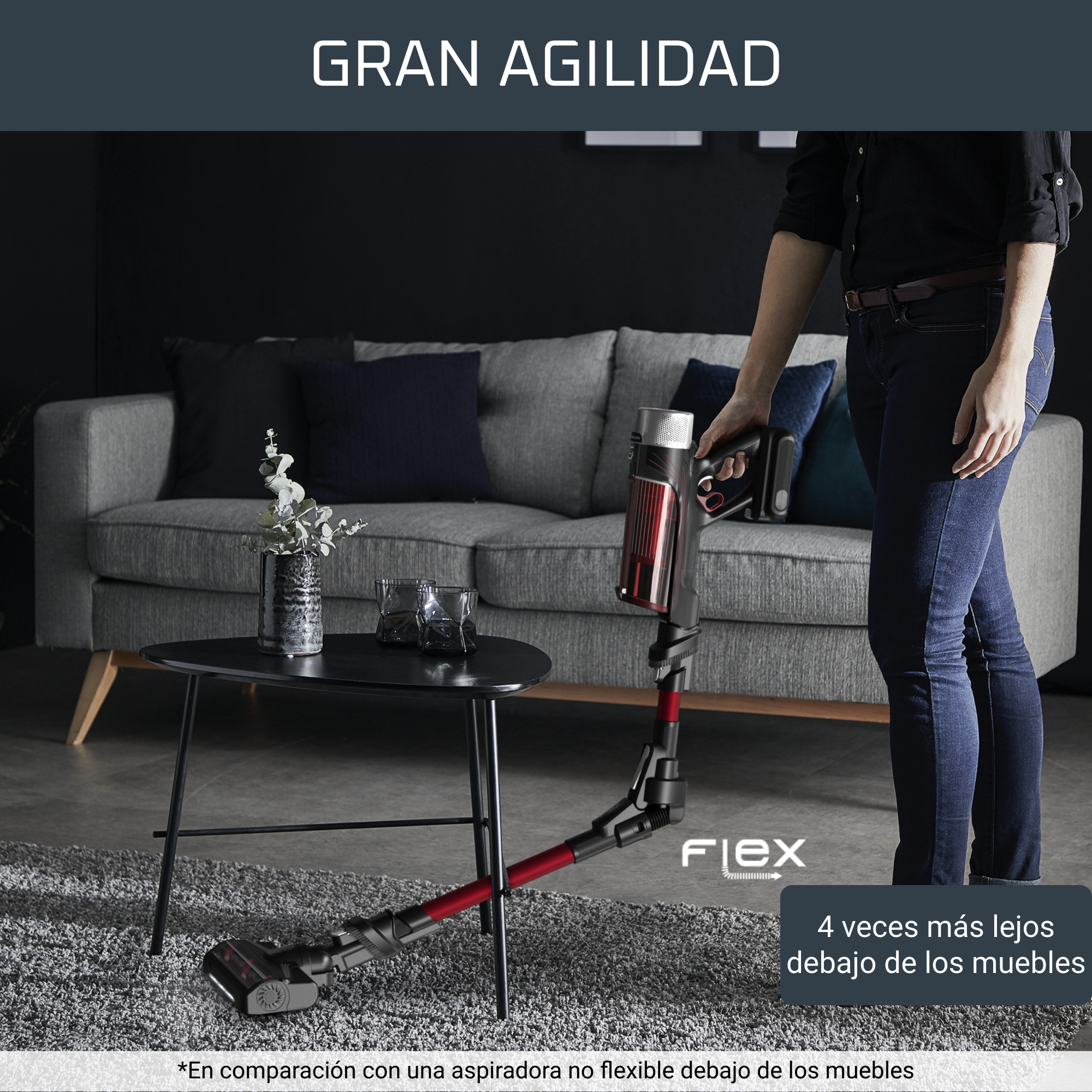 X-Force Flex 9.60 de Rowenta, Aspiradora escoba sin cable, 100 airwatts, 1,1 kg en mano, Autonomía de 45 minutos, Animal Care