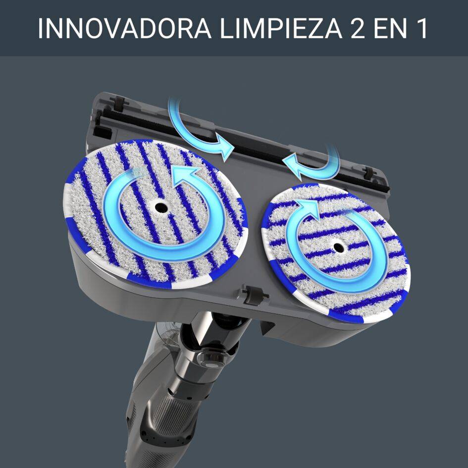 X-Combo, Aspiradora mopa híbrida sin cable, Aspira y friega, 215 W, Azul