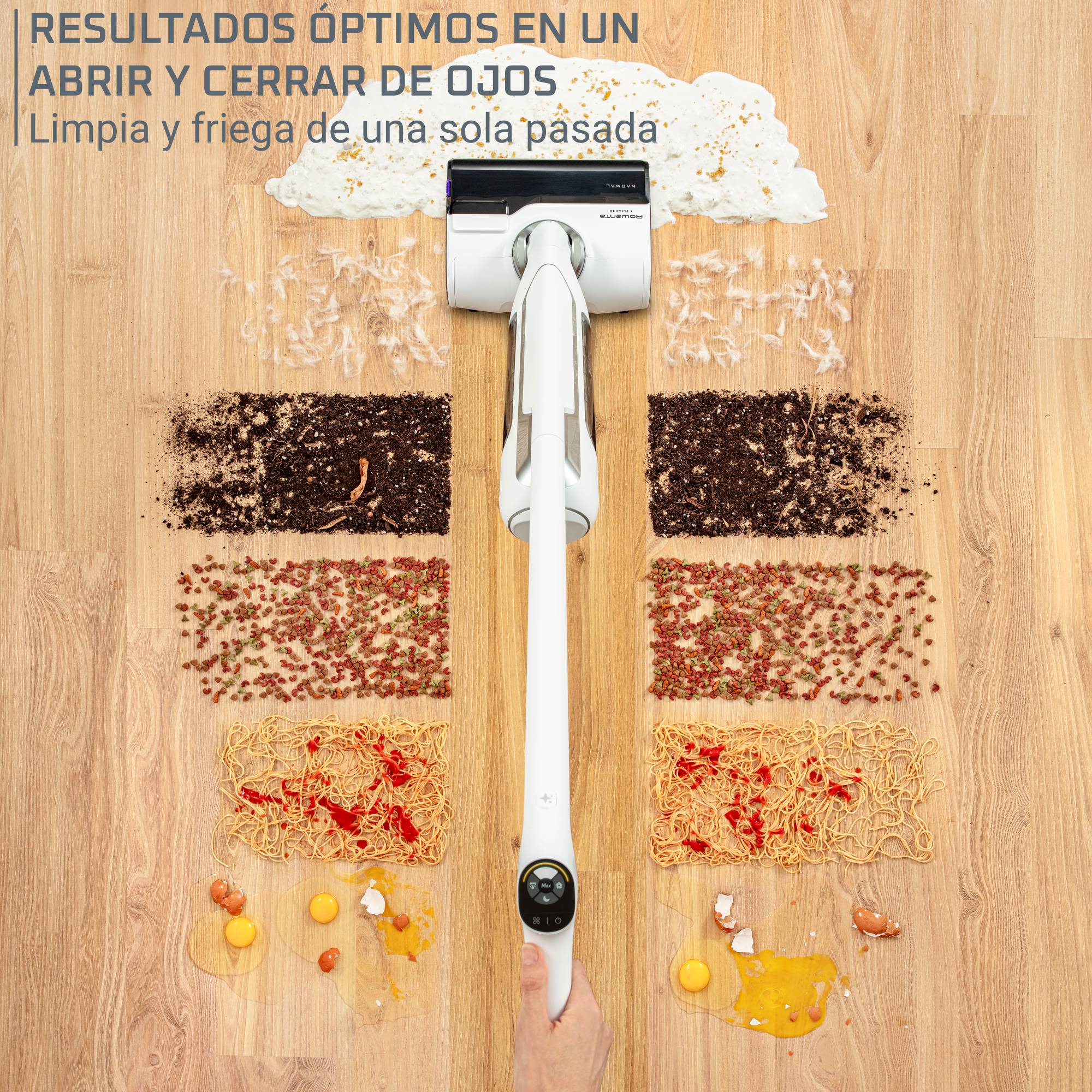 X-Clean 10 de Rowenta, Fregona Eléctrica Sin Cable, Tecnología Wet & Dry, Gran Autonomía, Autolimpieza y Secado Automático,18kPA