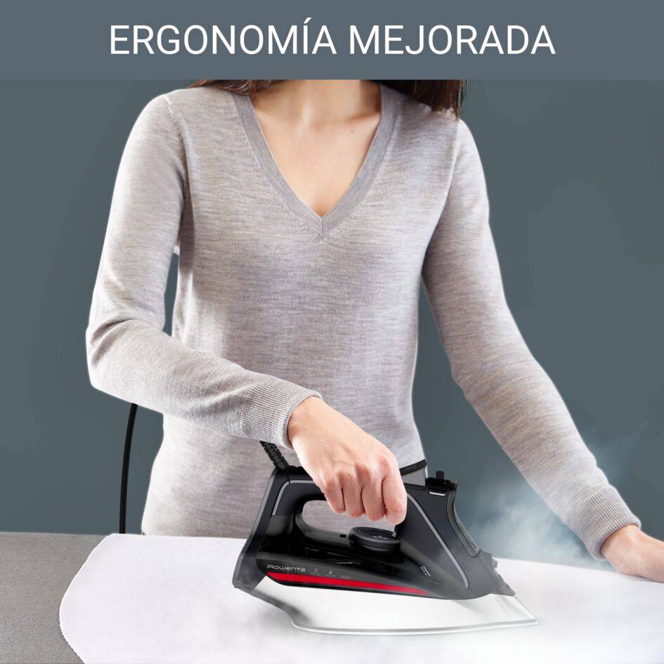 Pro Master de Rowenta, Plancha de vapor, Gran distribución del vapor, Golpe de vapor de 200 g/min, Negra