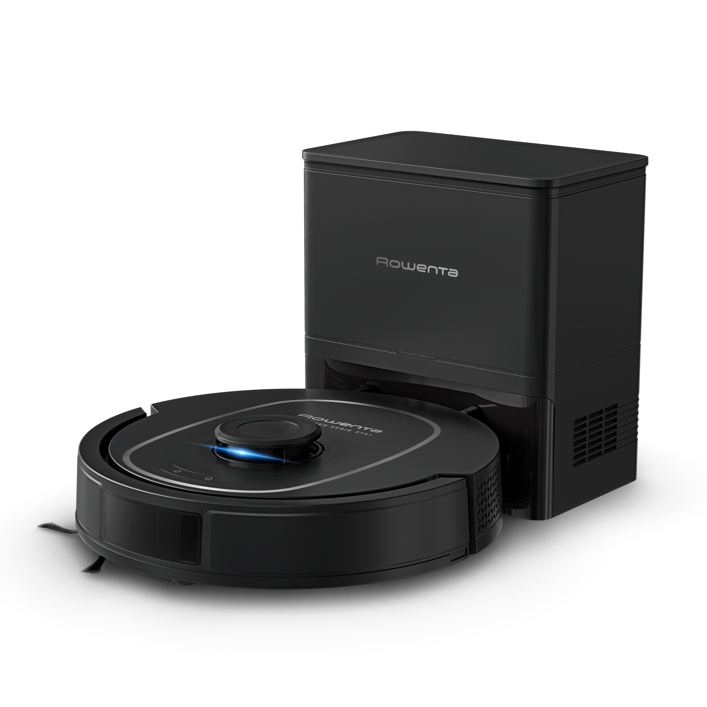 X-Plorer Serie 375+ de Rowenta, Aspirador Robot, Vaciado Automático de Polvo, Navegación inteligente con detección láser de 360°