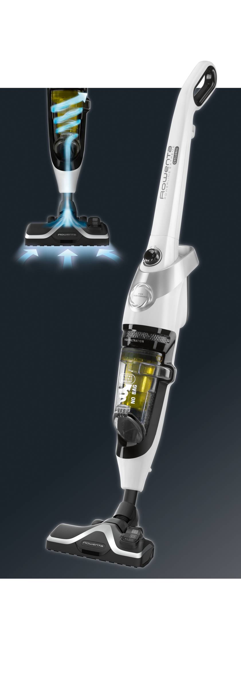 Powerline Extreme, Aspiradora escoba con cable, Tecnología ciclónica, Blanca