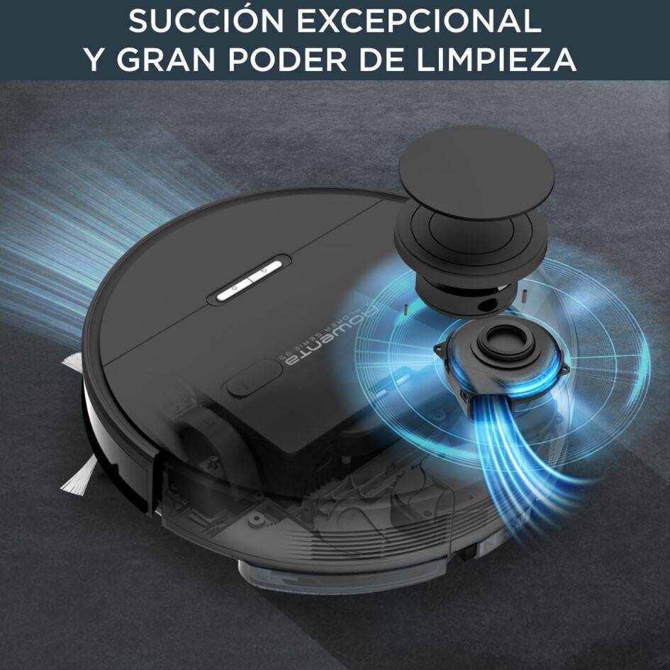 X-Plorer Serie 95 de Rowenta, gran potencia de succión, navegación ultraprecisa, ajustes personalizados, sistema de fregado, gran autonomía, compatible con smartphone y asistente de voz, modelo cuidado animal