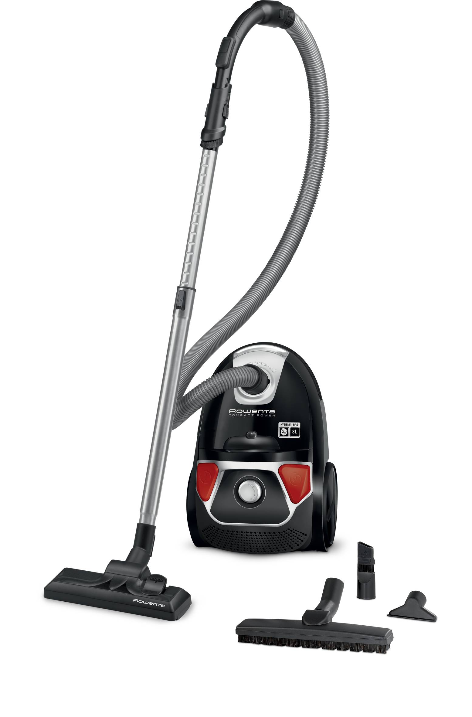 COMPACT POWER ROJO Y NEGRO + 3 ACCESORIOS