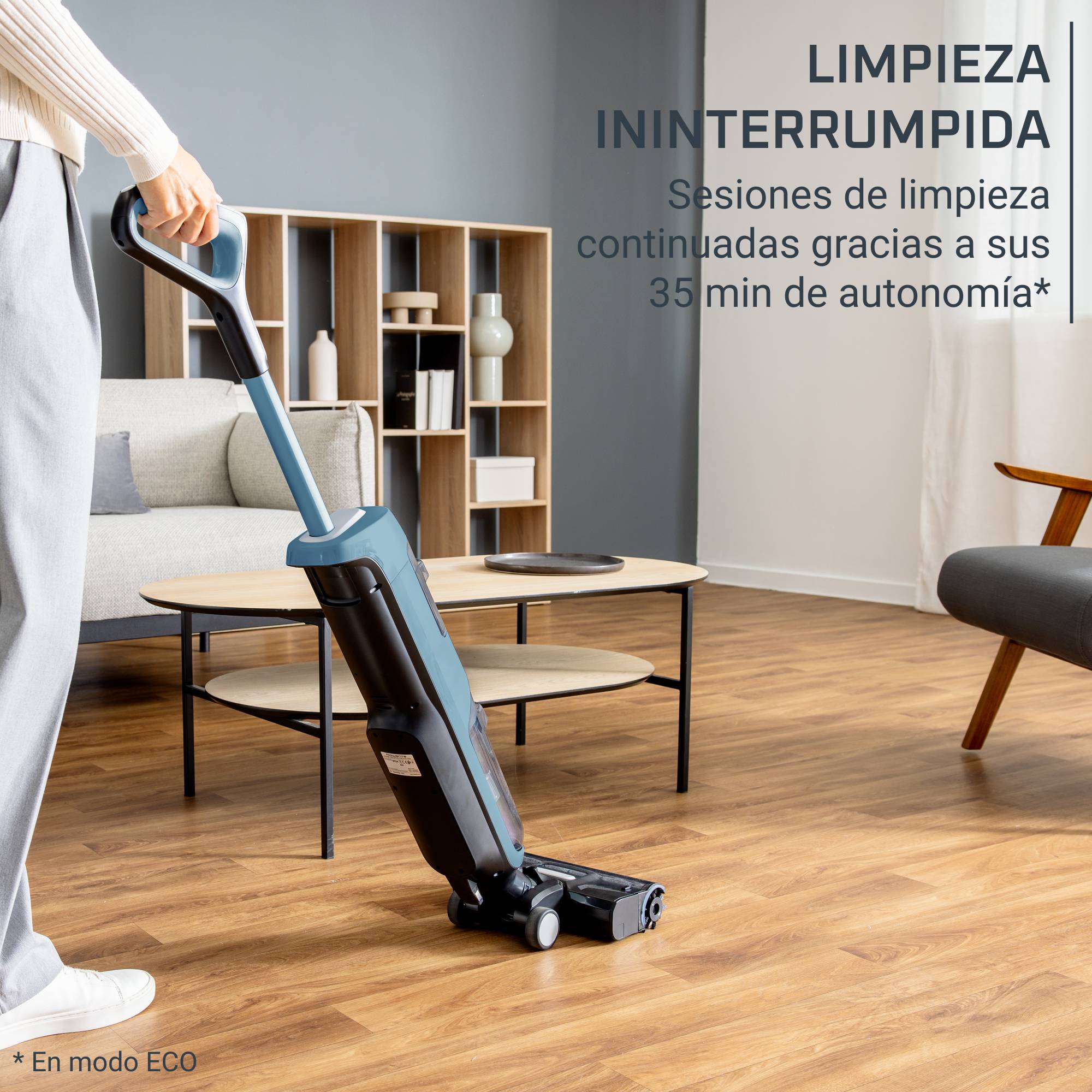 X-Clean 2 de Rowenta, Fregona eléctrica, tecnología wet & dry 2 en 1, modos ECO/MAX, ligera, limpieza de bordes, autolimpieza