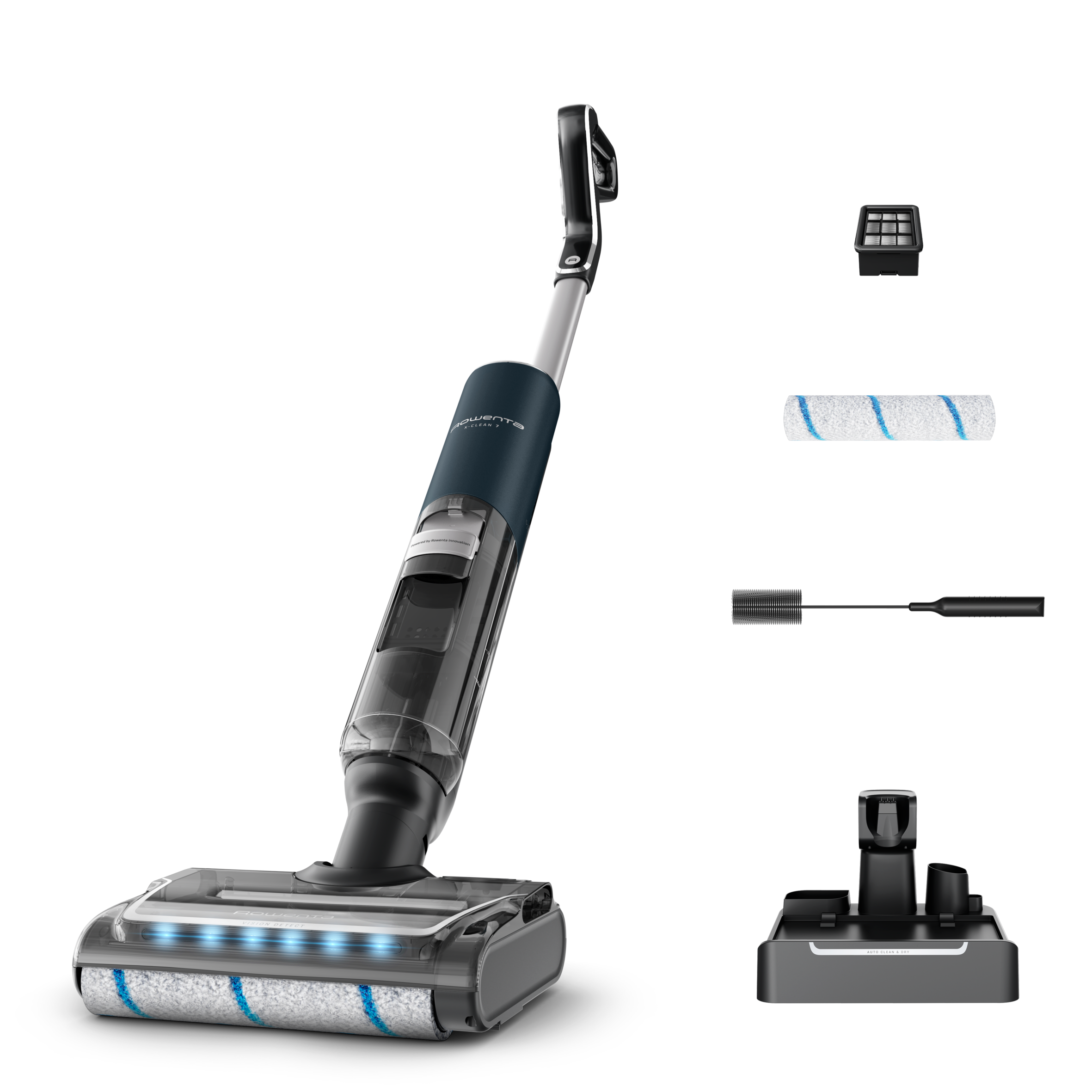 X-Clean 7 de Rowenta, Fregona Eléctrica Sin Cable, Wet & Dry, 50 min Autonomía, Luces Led, Autolimpieza