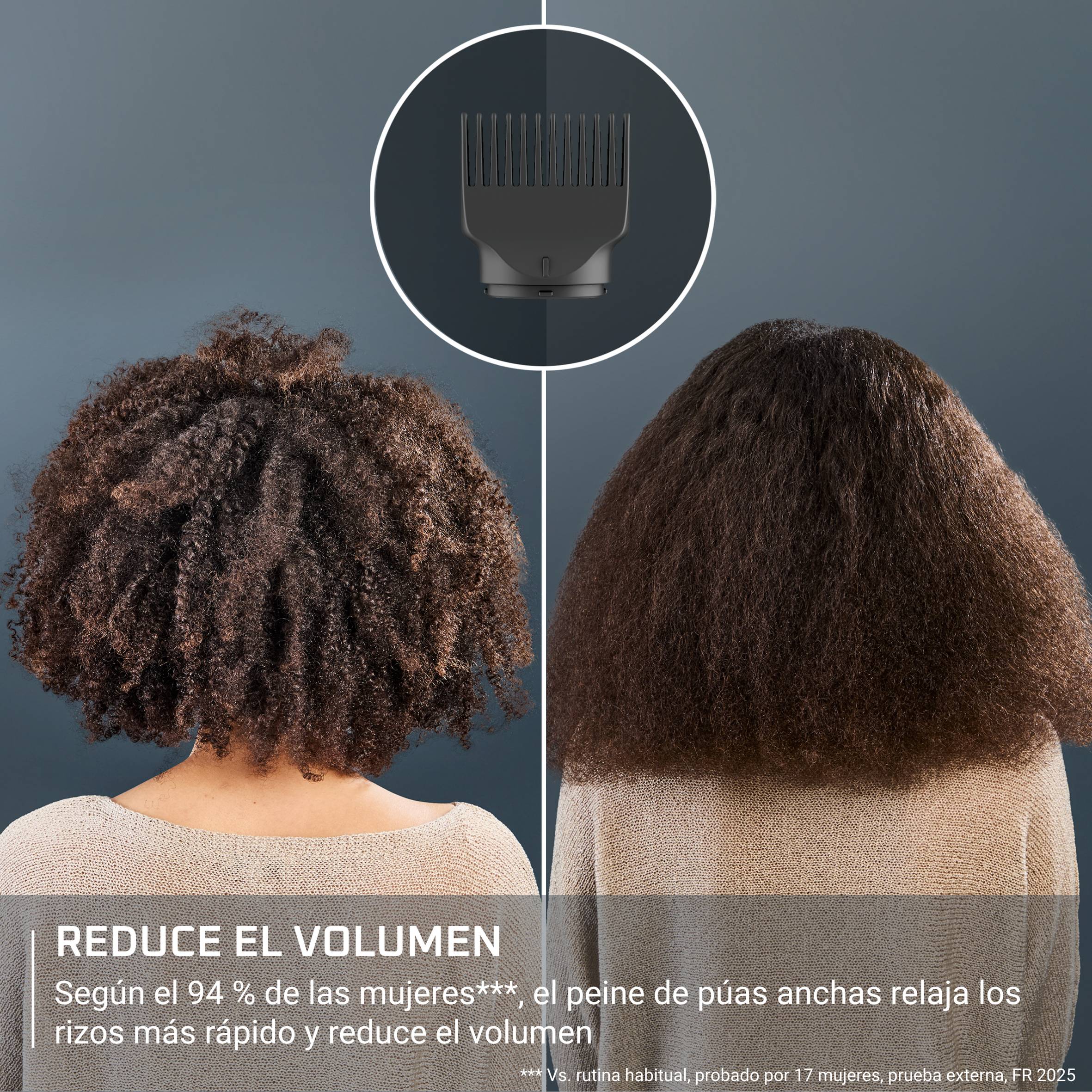 Curl Harmony de Rowenta, Difusor de aire caliente, 3 en 1, Para cabellos rizado, Diseño ergonómico, 3 accesorios y neceser