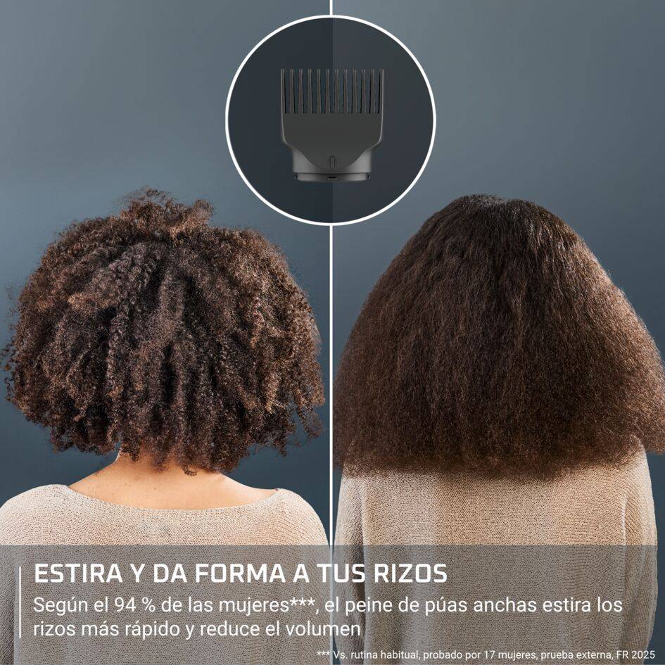 Curl Harmony de Rowenta, Difusor de aire caliente, 3 en 1, Para cabellos rizado, Diseño ergonómico, 3 accesorios y neceser