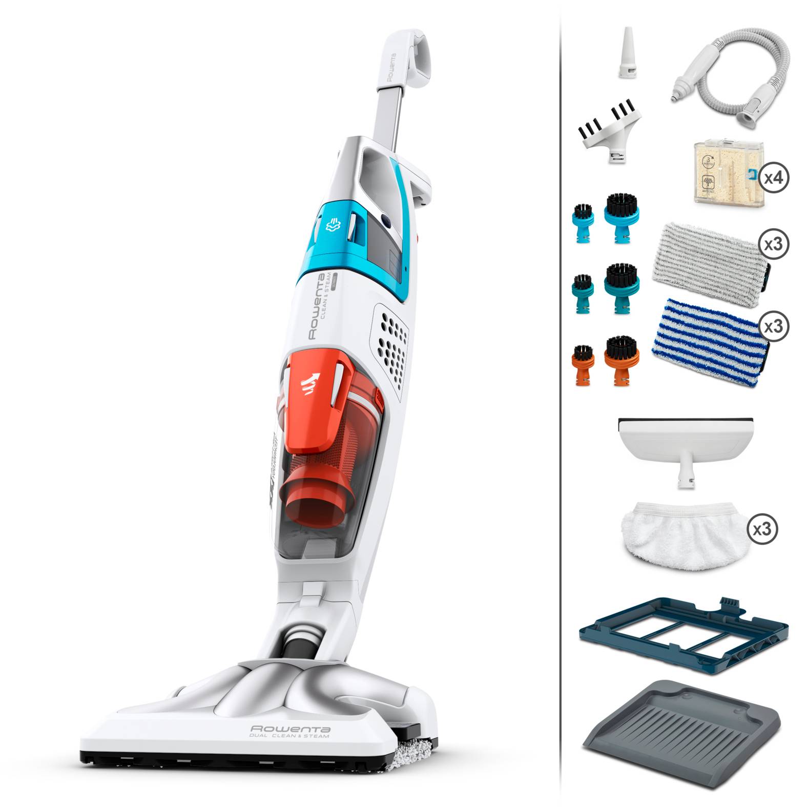 Clean & Steam 3 en 1, Aspiradora con limpieza a vapor, Desmontable, Accesorios versátiles