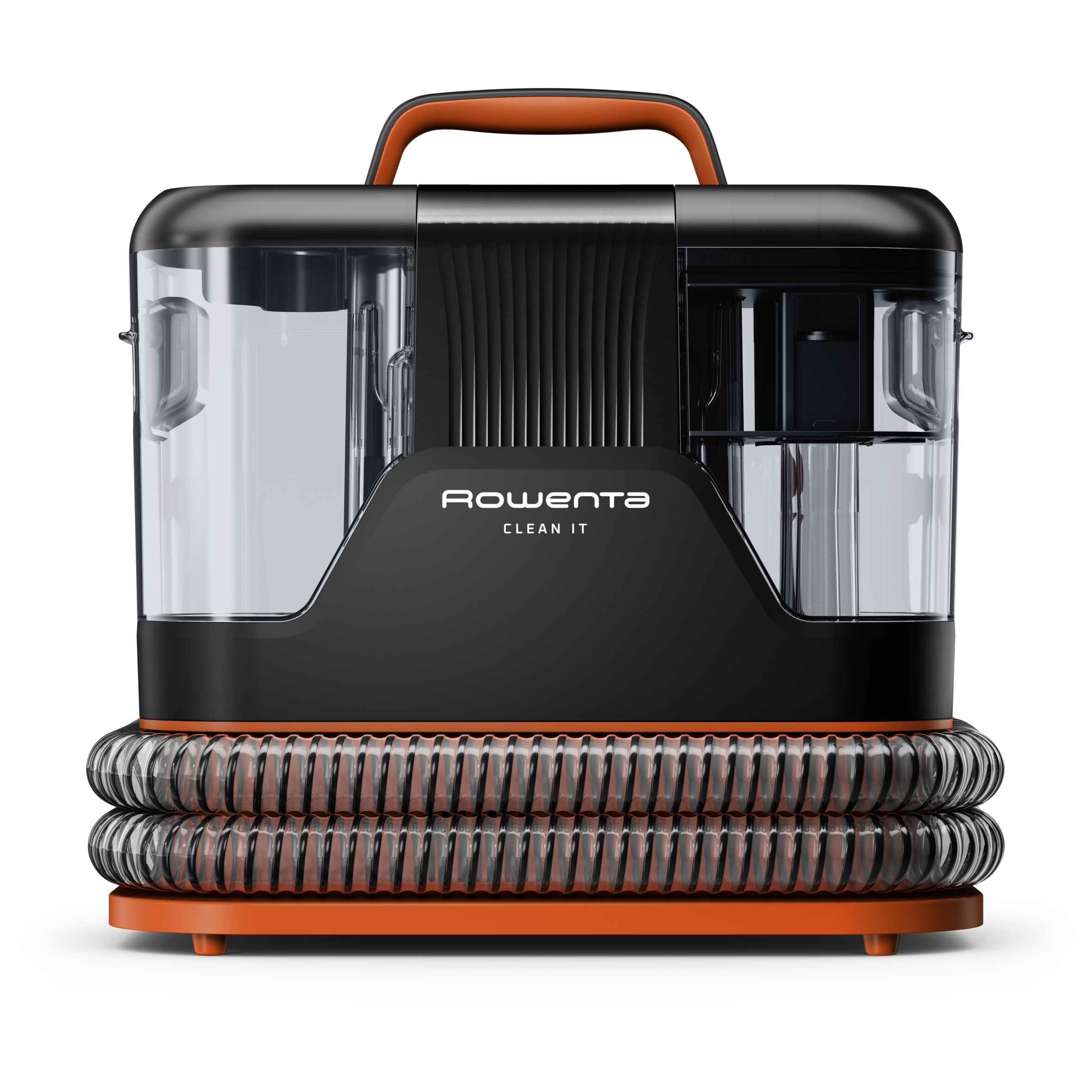 Clean It de Rowenta, Aspirador de tapicerías, Limpieza rápida de derrames y manchas, hasta 12,5 kPa, 400 W, Incluye sistema de autolimpieza, Naranja