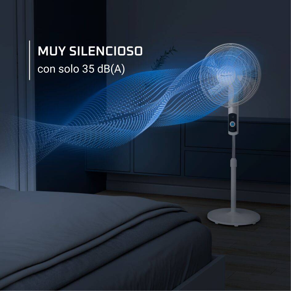 Rowenta Turbo Silence, Ventilador de pie, Mando a distancia, Potente, Diseño duradero, Bajo consumo energético, 12 velocidades, 3 modos automáticos