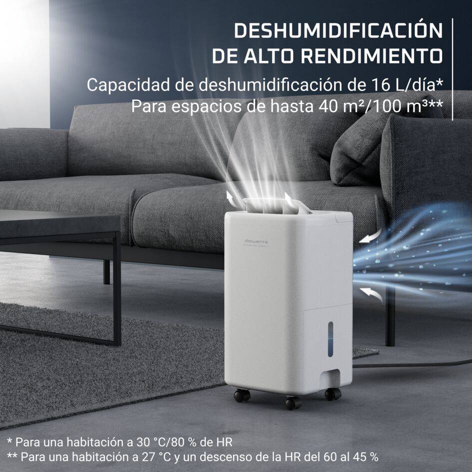 Extreme Dry Compact + de Rowenta, Deshumidificador, Elimina hasta 16 L de humedad al día