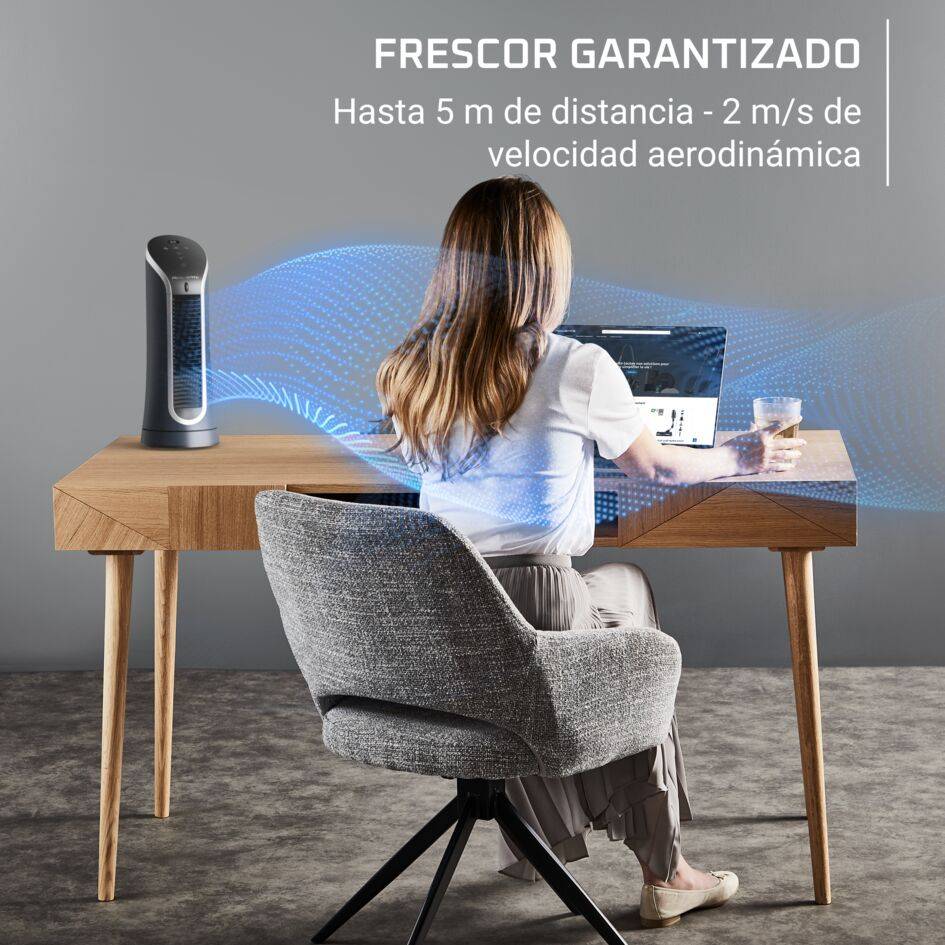 Eole Compact de Rowenta, miniventilador de torre, frescor excepcional, confort silencioso, pantalla led y temporizador
