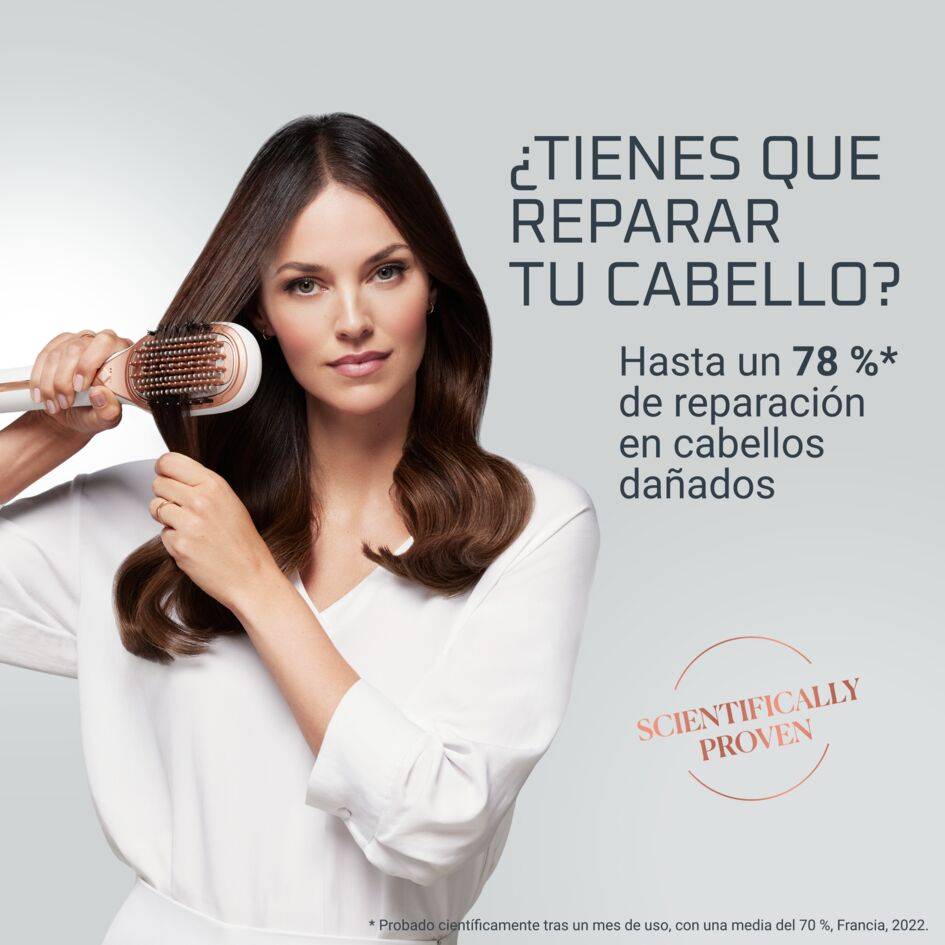 Hair Therapist™, Cepillo reparador del cabello, Tecnología Thermal Care, Blanco