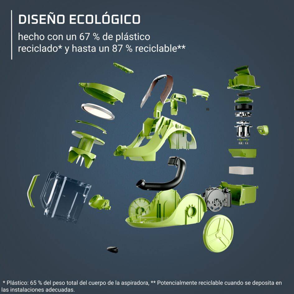 Green Force Cyclonic Max, Aspiradora sin bolsa, Diseño Ecológico
