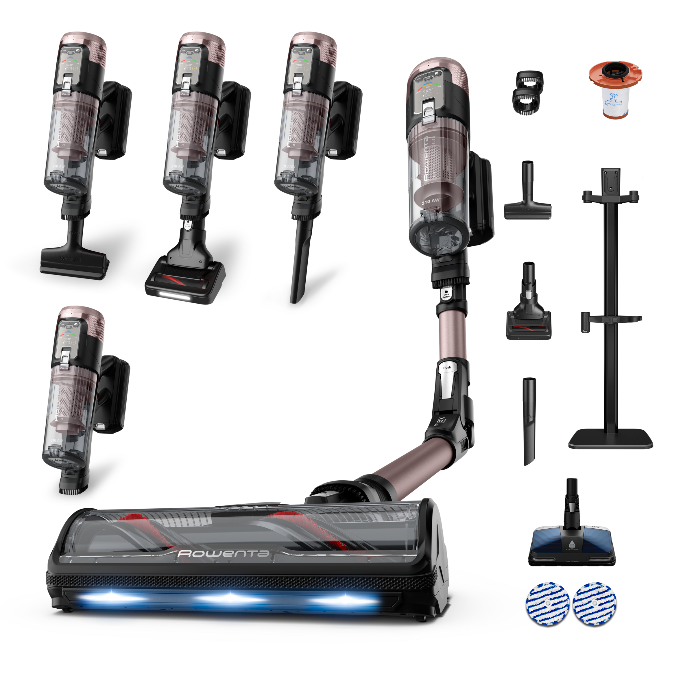 X-Force Flex 16.60 de Rowenta, Aspiradora escoba sin cable, aspiración extrema, 315 AW, gran autonomía, con luces led, ligera y flexible