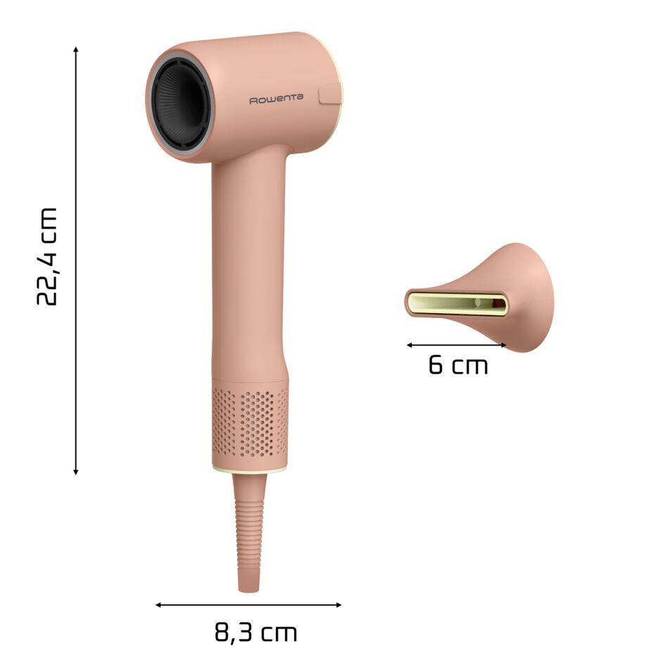 Blumia de Rowenta, Secador de pelo, Motor digital de alta velocidad, 350 g, Secado Rápido, Compacto, Rosa