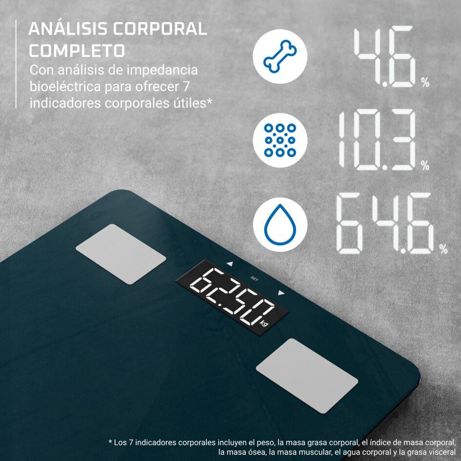 Body Up 2.0 de Rowenta, Báscula Inteligente de baño, 7 Indicadores Corporales, 8 Perfiles de Usuario