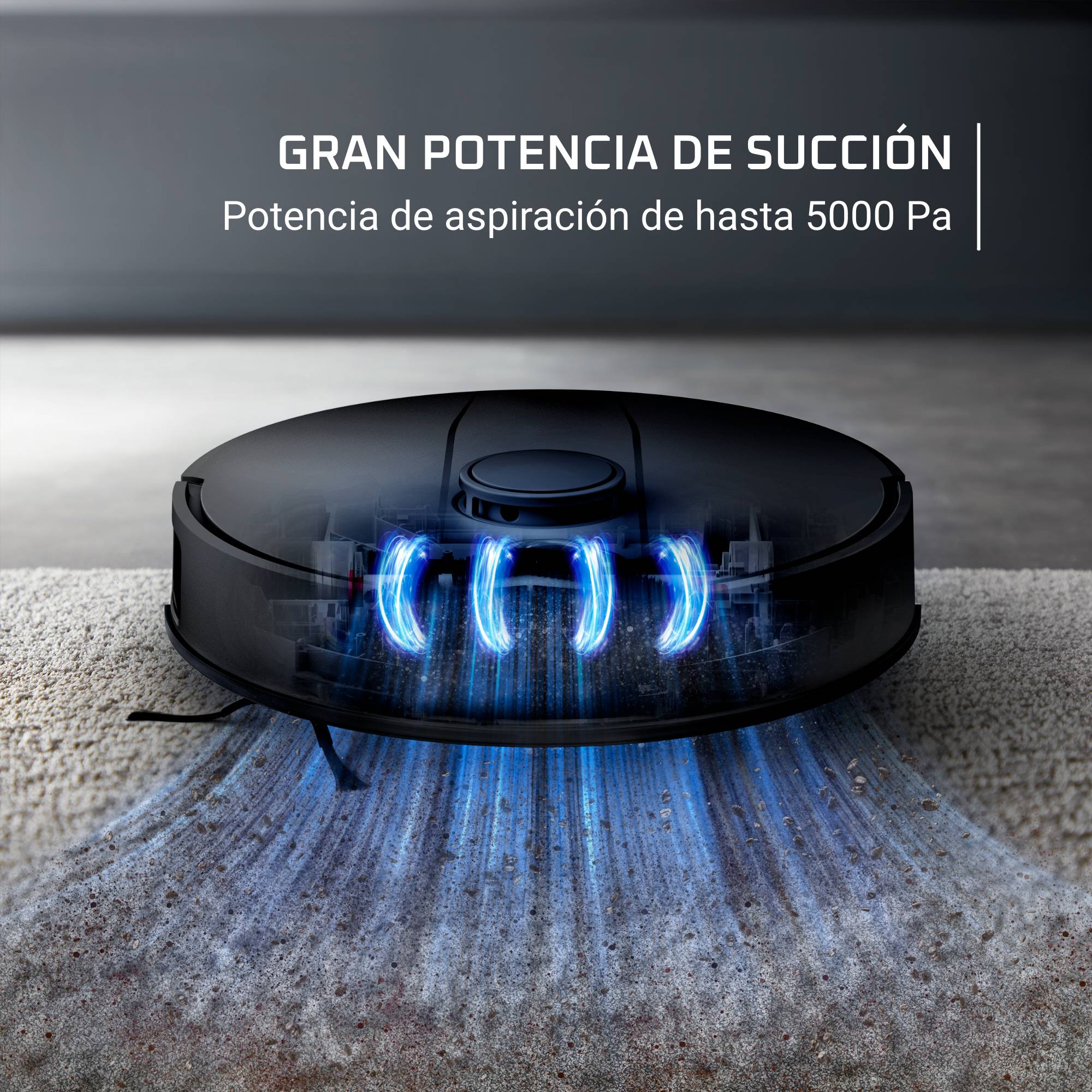 X-Plorer Serie 135 de Rowenta, Robot Aspirador, Friega y Aspira 2 en 1, Gran potencia de succión, Navegación inteligente, Detección de Obstáculos Bajos, Negro