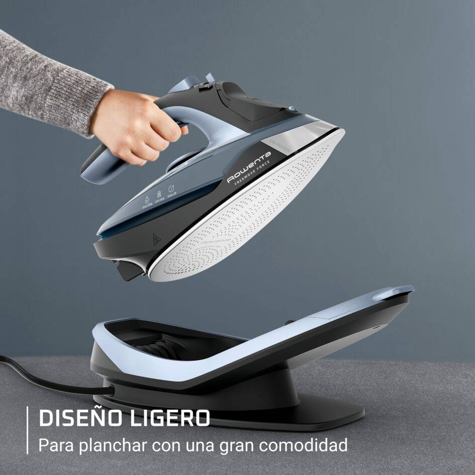 Freemove Force de Rowenta, Plancha de Vapor Sin Cable, 2600 W, Golpe de Vapor 220 g/min, Azul Claro y Negro