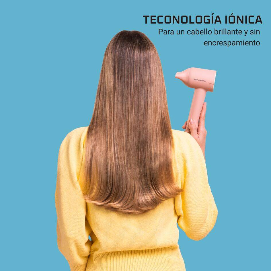 Blumia de Rowenta, Secador de pelo, Motor digital de alta velocidad, 350 g, Secado Rápido, Compacto, Rosa