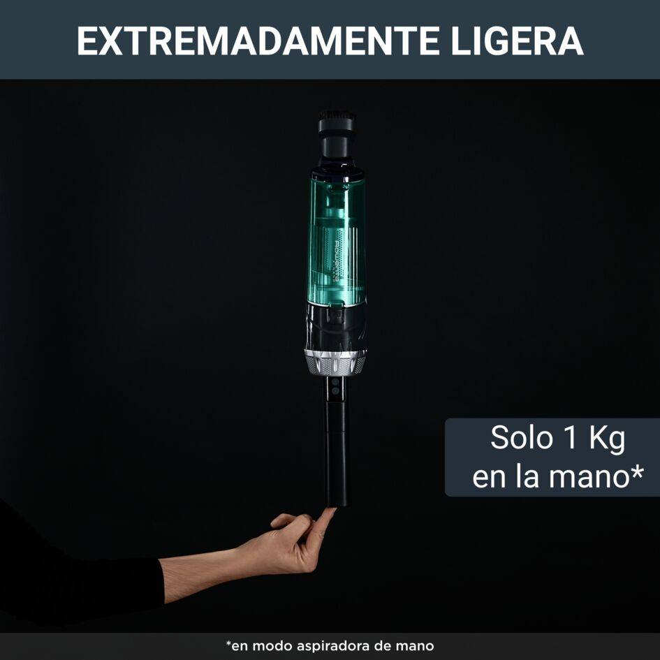 X-Nano de Rowenta, Aspiradora escoba sin cable, extremadamente ligera, aspiradora de mano de 1 Kg, limpieza todo en uno convertible, diseño compacto, autonomía de 40 minutos, base de carga, RH1127WO