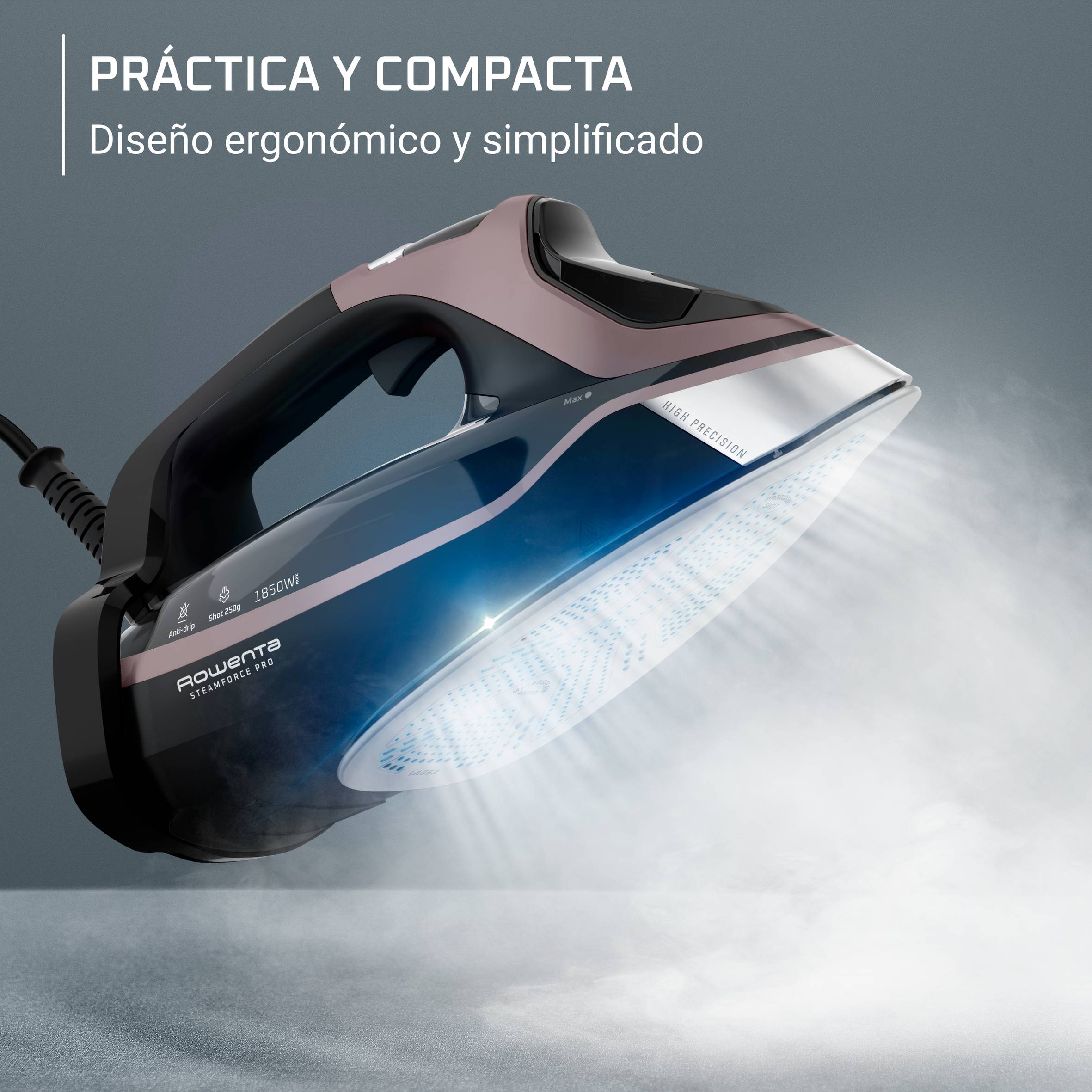 Steamforce Pro de Rowenta, Plancha de Vapor, Potencia de un centro de planchado, 3200 W, Salida de vapor continua de 75 g/min, Depósito de agua extragrande de 350 ml