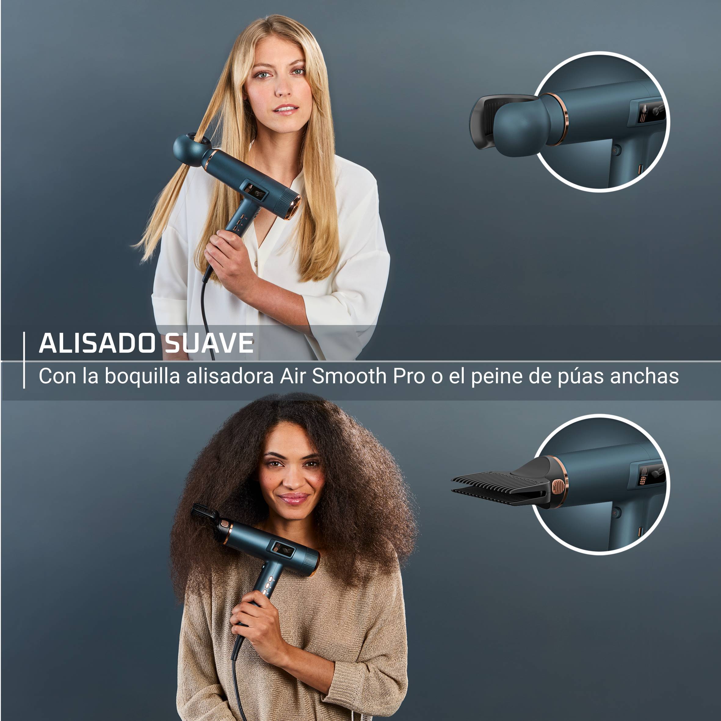 Maestria For You, Secador de pelo, Pantalla LED integrada, 225 km/h, 6 accesorios, Estuche premium