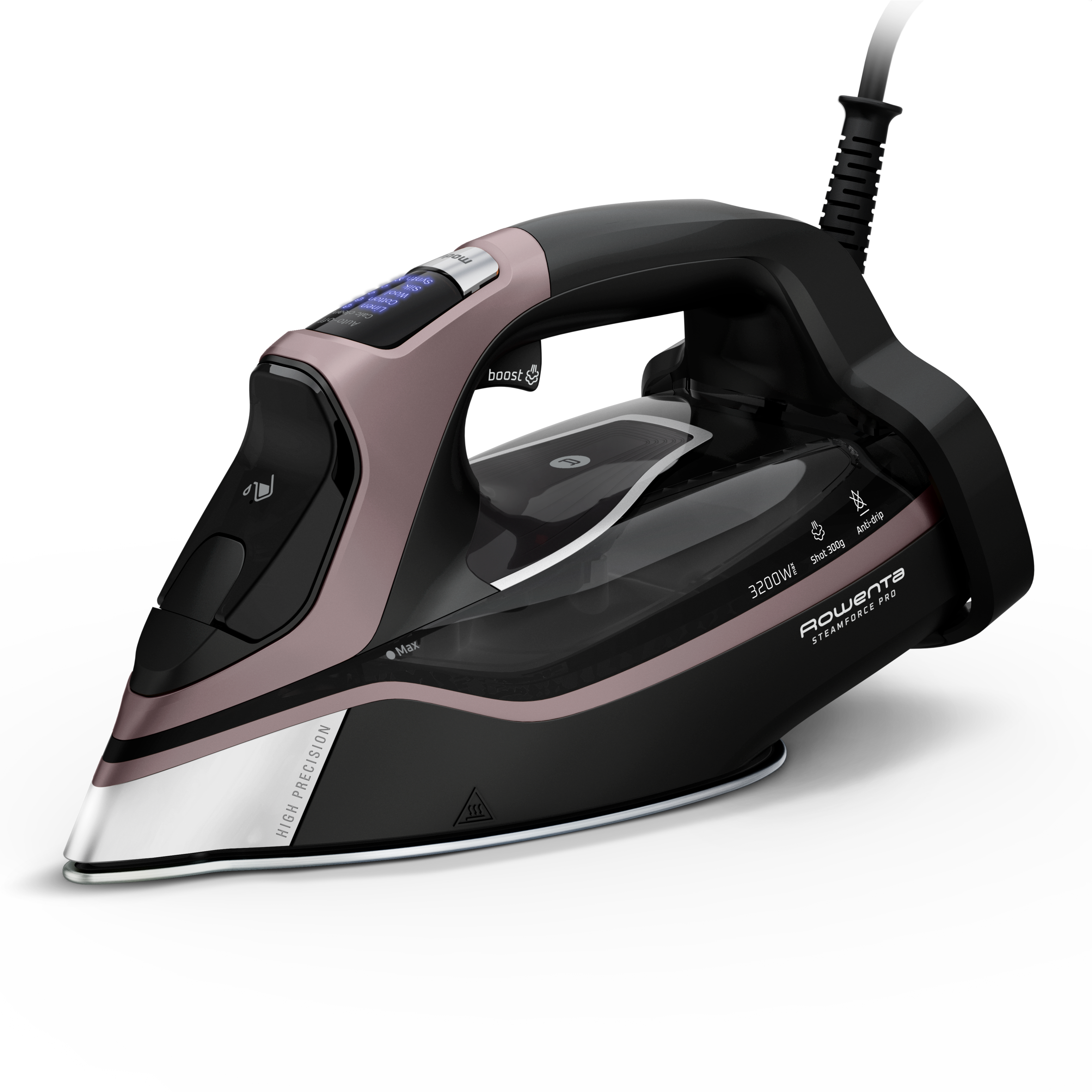 Steamforce Pro de Rowenta, Plancha de Vapor, Potencia de un centro de planchado, 3200 W, Salida de vapor continua de 75 g/min, Depósito de agua extragrande de 350 ml