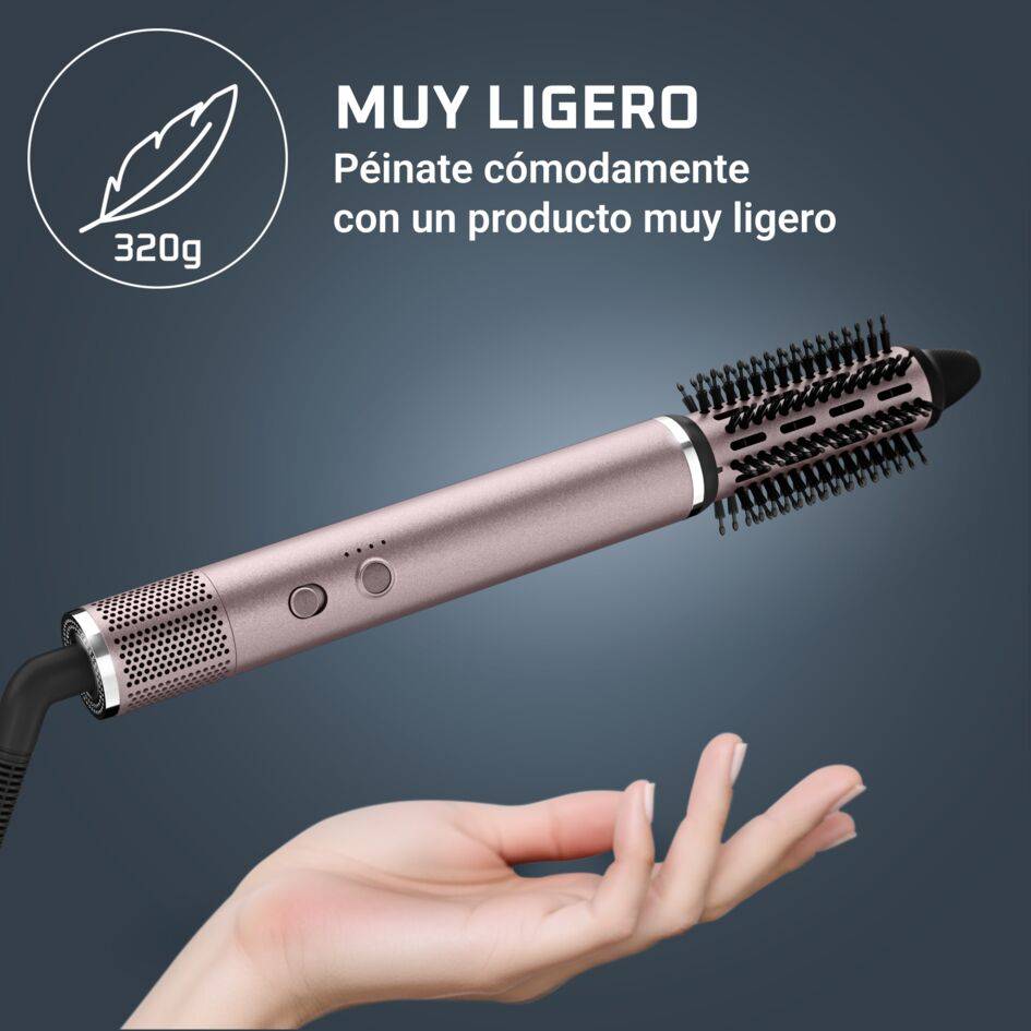 Air Nano de Rowenta, Moldeador de cabello, Motor digital de alta velocidad, Flujo de aire de hasta 180 km/h, 3 cabezales, 320 g, Diseño Compacto