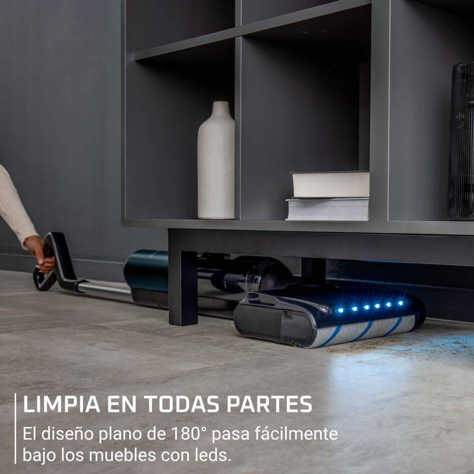 X-Clean 7 de Rowenta, Fregona Eléctrica Sin Cable, Wet & Dry, 50 min Autonomía, Luces Led, Autolimpieza
