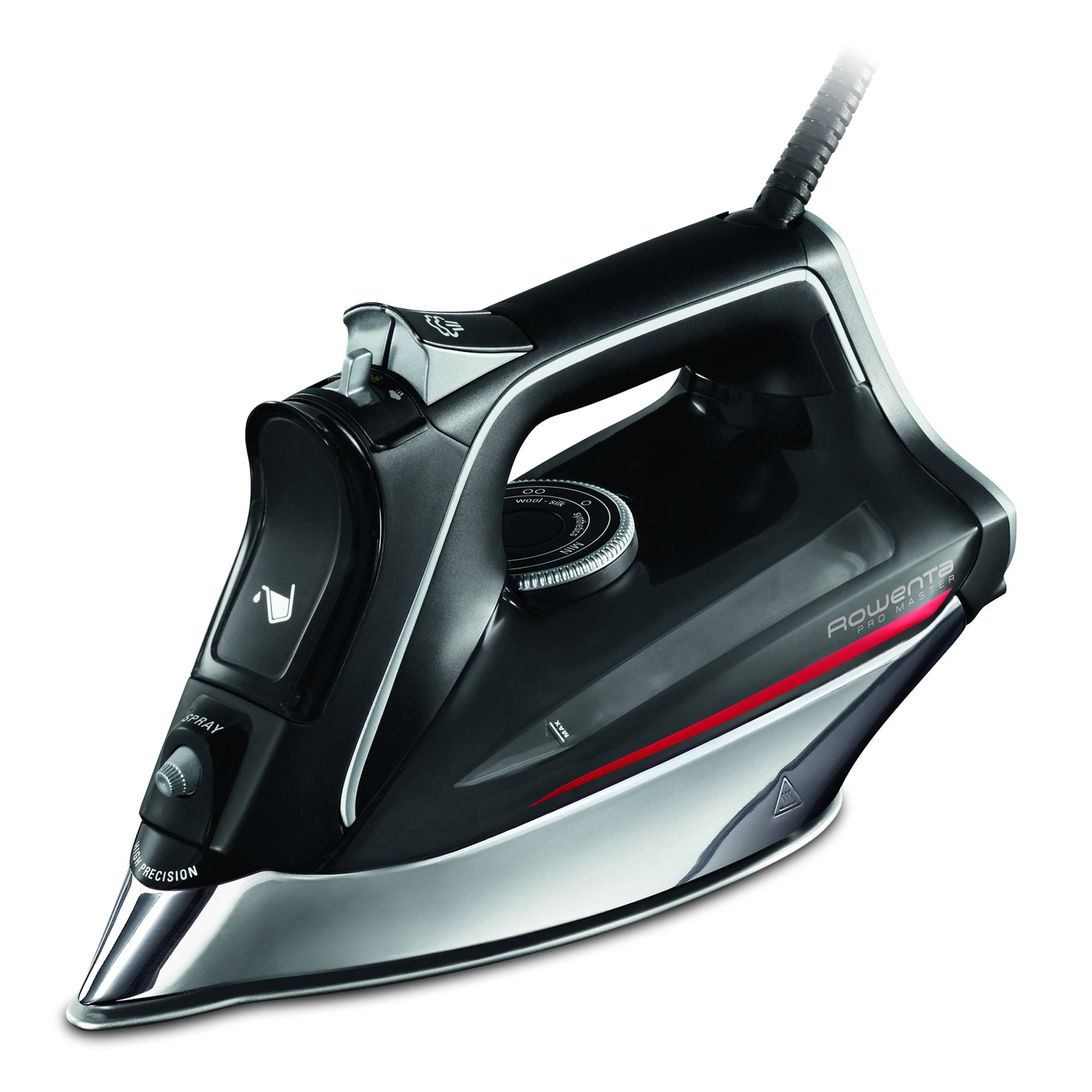 Pro Master, Plancha de vapor, Gran distribución del vapor, Golpe de vapor de 200 g/min, Negra