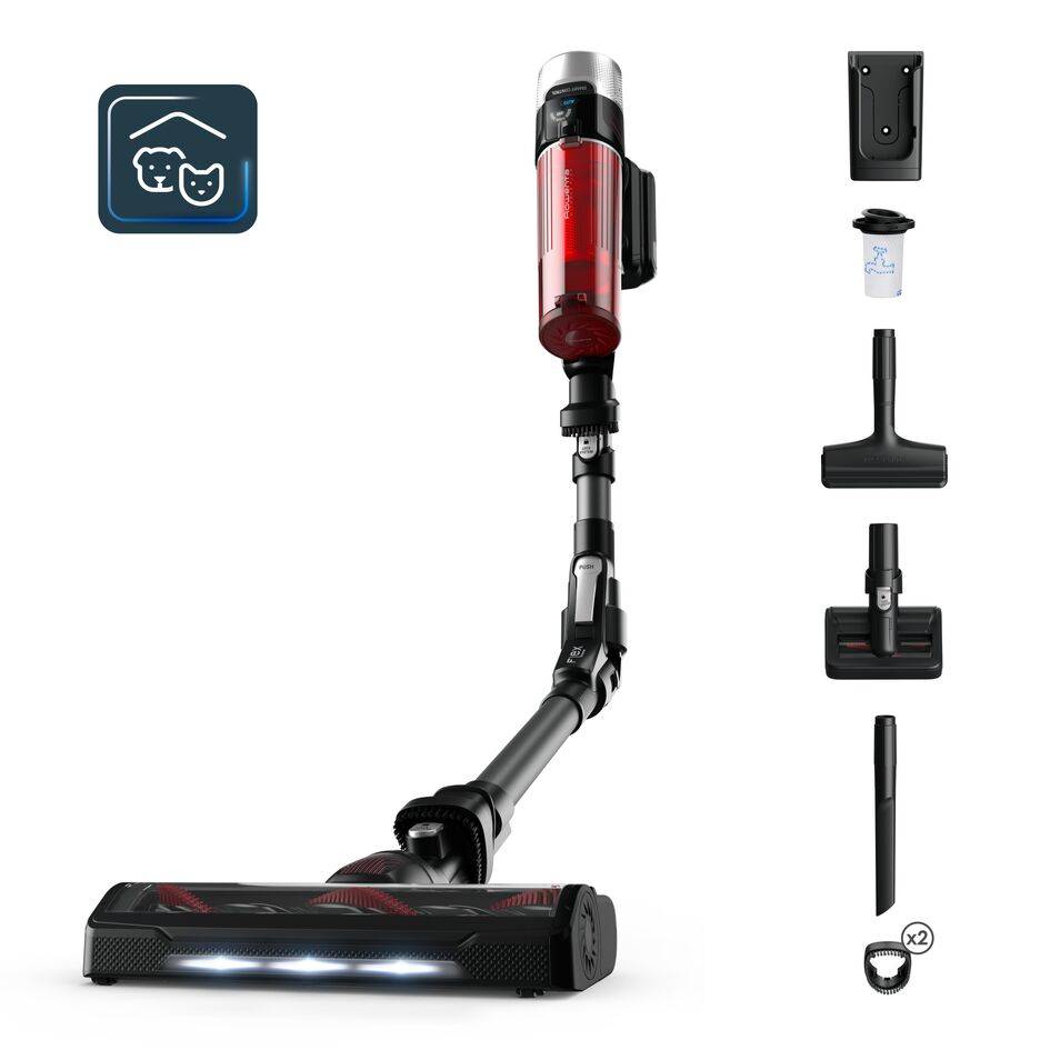 X-Force Flex 9.60 de Rowenta, Aspiradora escoba sin cable, 100 airwatts, 1,1 kg en mano, Autonomía de 45 minutos, Animal Care
