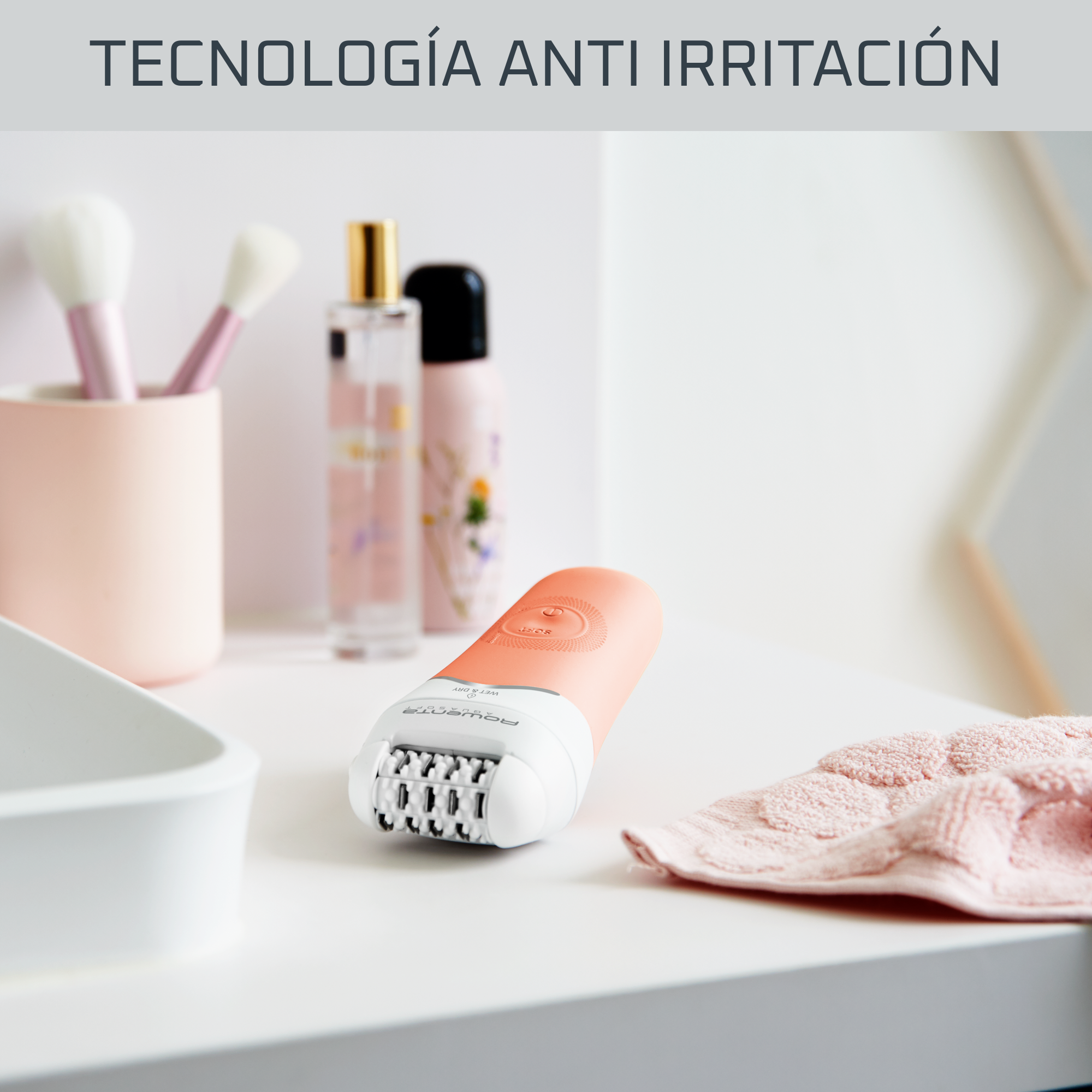 Aquasoft Wet&Dry, Depiladora, 100 % a prueba de agua, Antiirritación, 4 accesorios