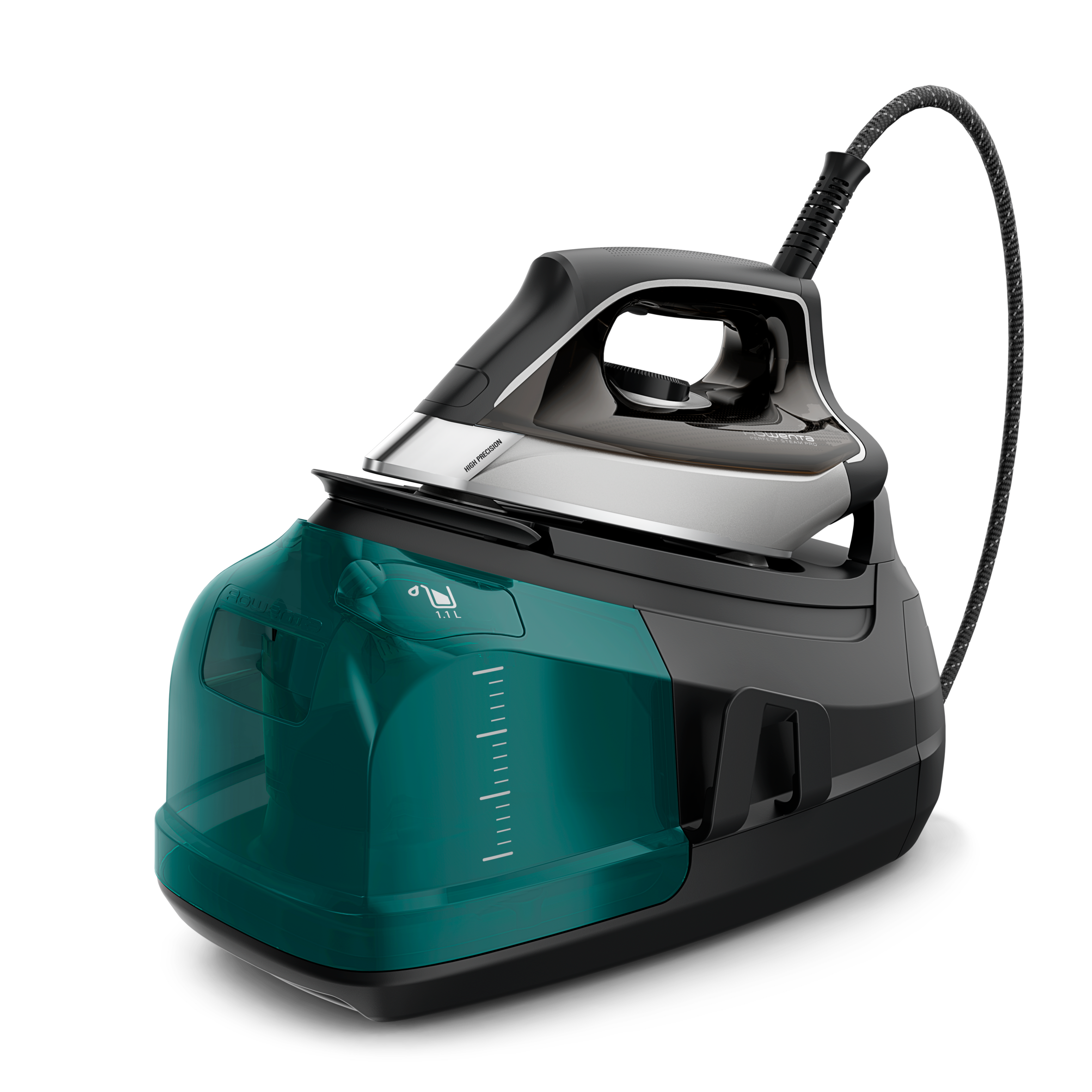 Rowenta Perfect Steam Pro, Centro de Planchado, 7,2 bares, Golpe de Vapor de 460 g/min, Suela Premium, Depósito de Agua Extraíble de 1,1 L, Modo ECO