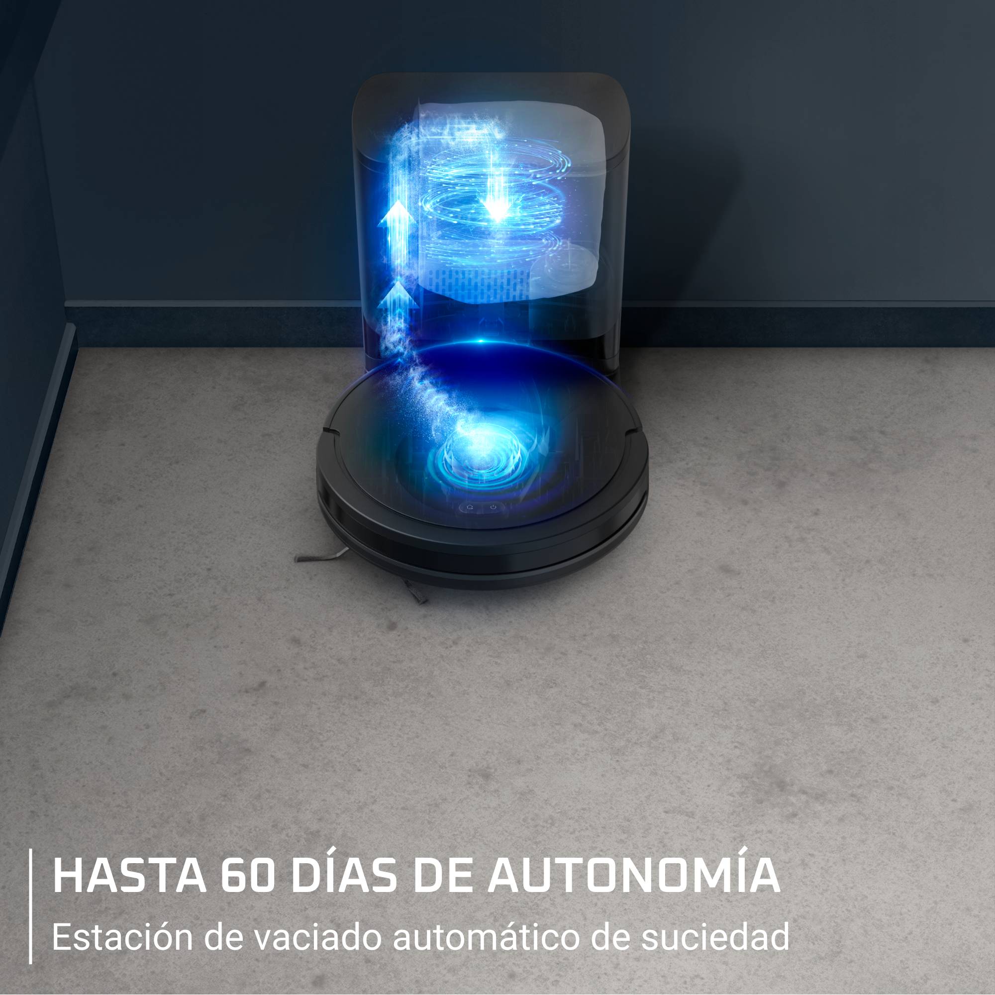 X-Plorer Serie 85+ de Rowenta, Robot aspirador, Sistema Smart Aqua Power, limpieza profunda, vaciado automático de suciedad, 6000 Pa