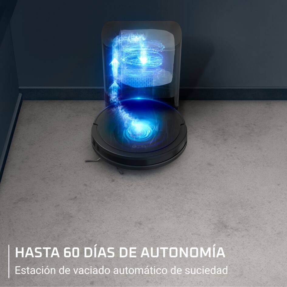 X-Plorer Serie 85+ de Rowenta, Robot aspirador, Sistema Smart Aqua Power, limpieza profunda, vaciado automático de suciedad, 6000 Pa