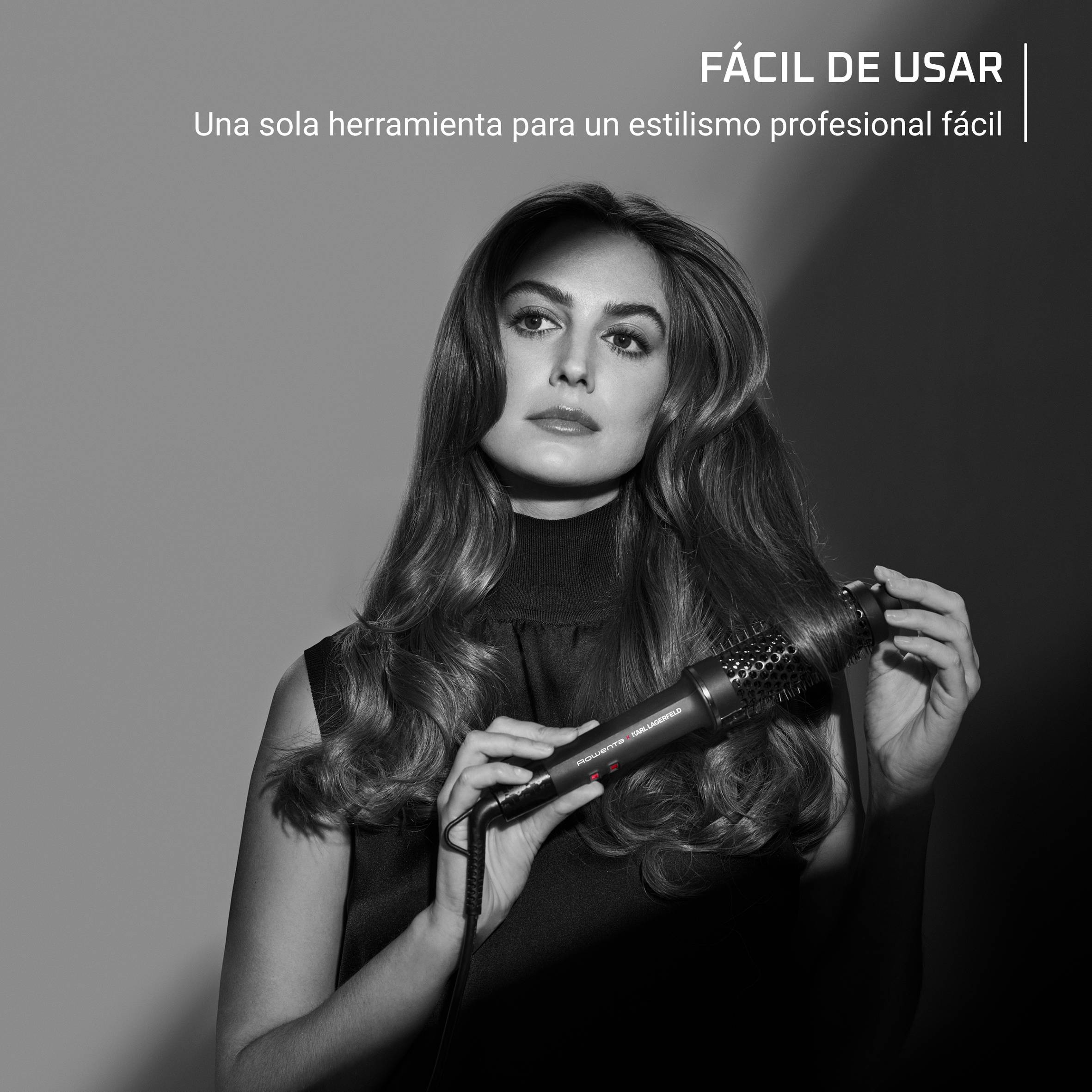 Powerbrush de Rowenta x Karl Lagerfeld, Cepillo térmico, Peinado de calidad de peluquería, 38 mm