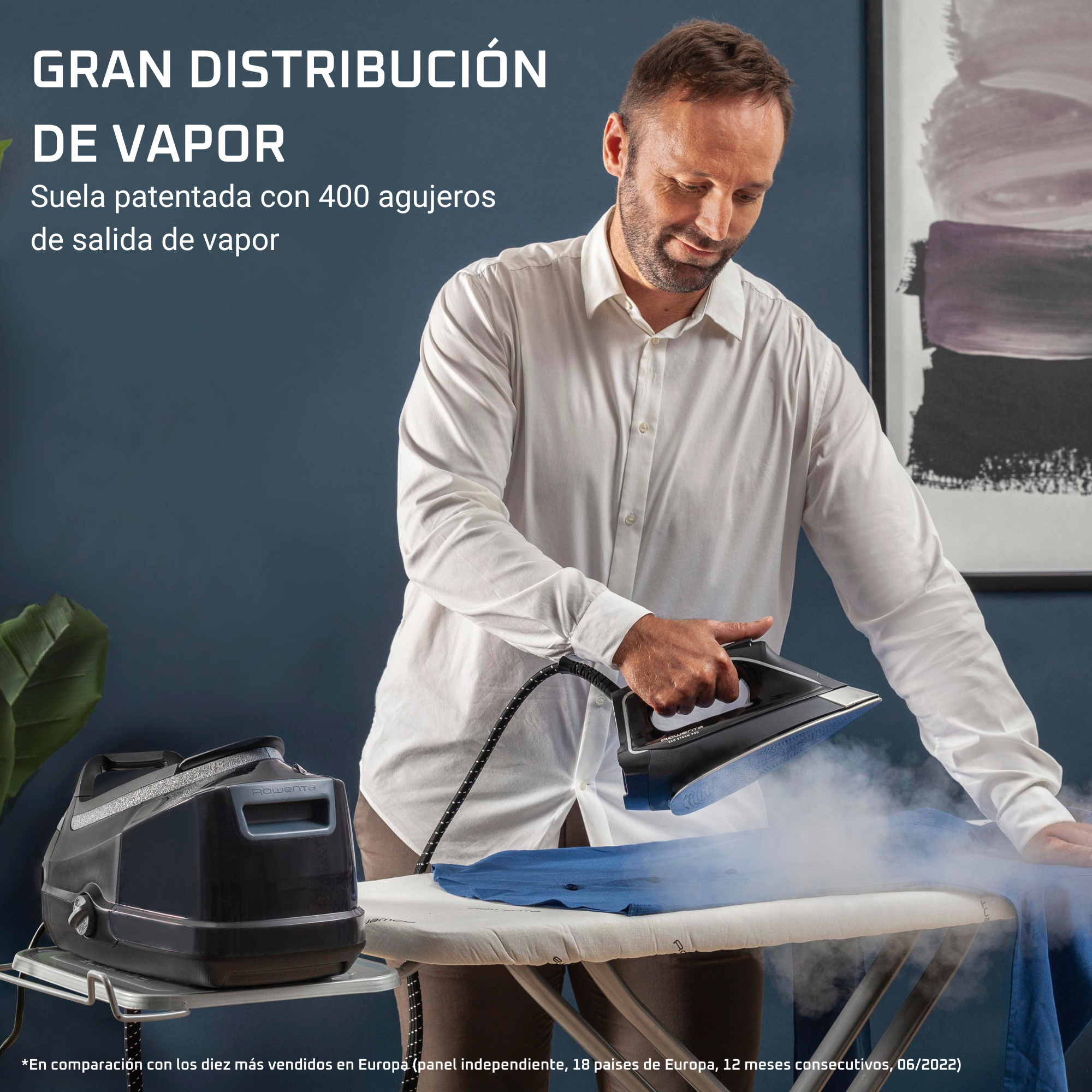 Eco Steam Pro, Centro de planchado,7,8 bares, golpe de 580 g/min, modo Eco