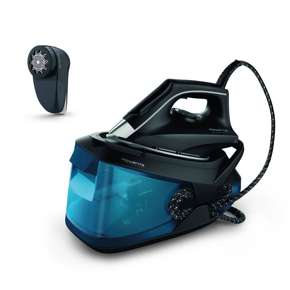 Powersteam + Quitapelusas de Rowenta, centro de planchado, 6,1 bar, 1,7L, Vapor de Alto Rendimiento, Sistema Antical, Modo Eco y Diseño Compacto