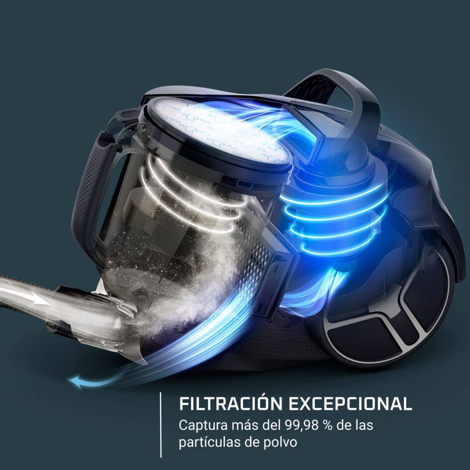 Compact Power XXL de Rowenta, aspiradora sin bolsa, filtración ciclónica avanzada de 3 niveles, depósito de suciedad extragrande de 2,5 L