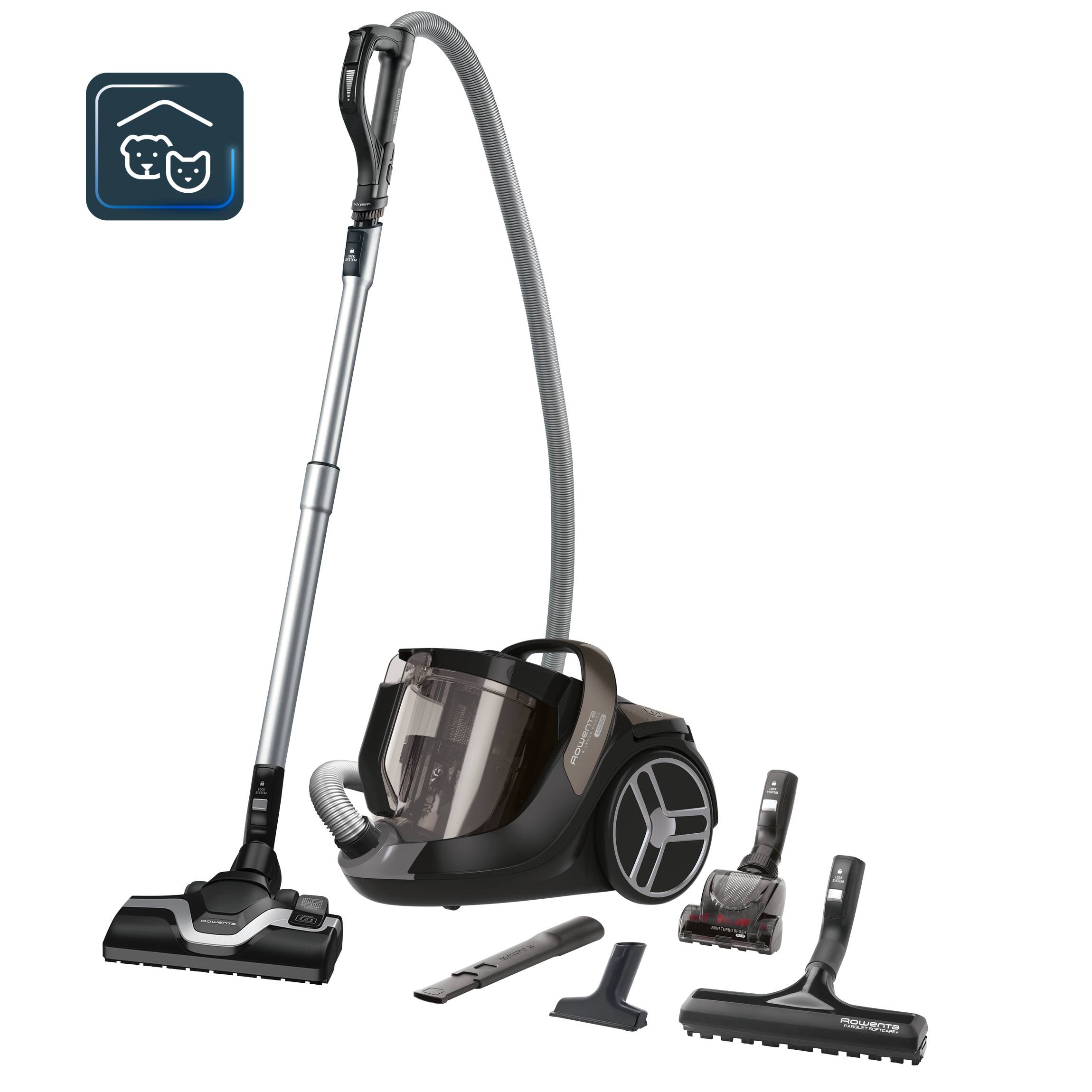 Silence Force Cyclonic, Aspiradora sin bolsa, Animal Care, Negro