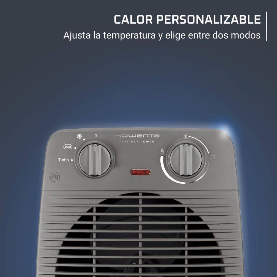 Compact Power de Rowenta, Radiador, Tamaño compacto, Modo eco y turbo, Función ventilador, 2000 W, Gris